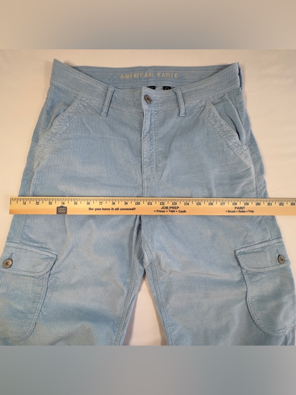 American Eagle Corduroy Cargo Pants Womens High Rise Baggy Wide Leg Skater SZ 6 - Picture 9 of 15